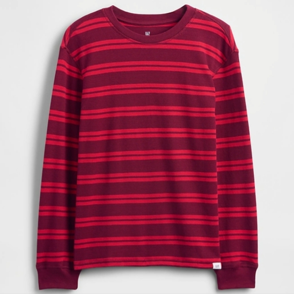 GAP Kids Boys Maroon and Red Waffle-knit Long Sleeve Shirt Size Medium